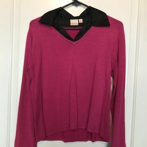 Women's M Pink Mock Blouse Sweater Top